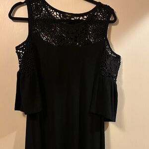 Black Crochet Detail Mini Dress